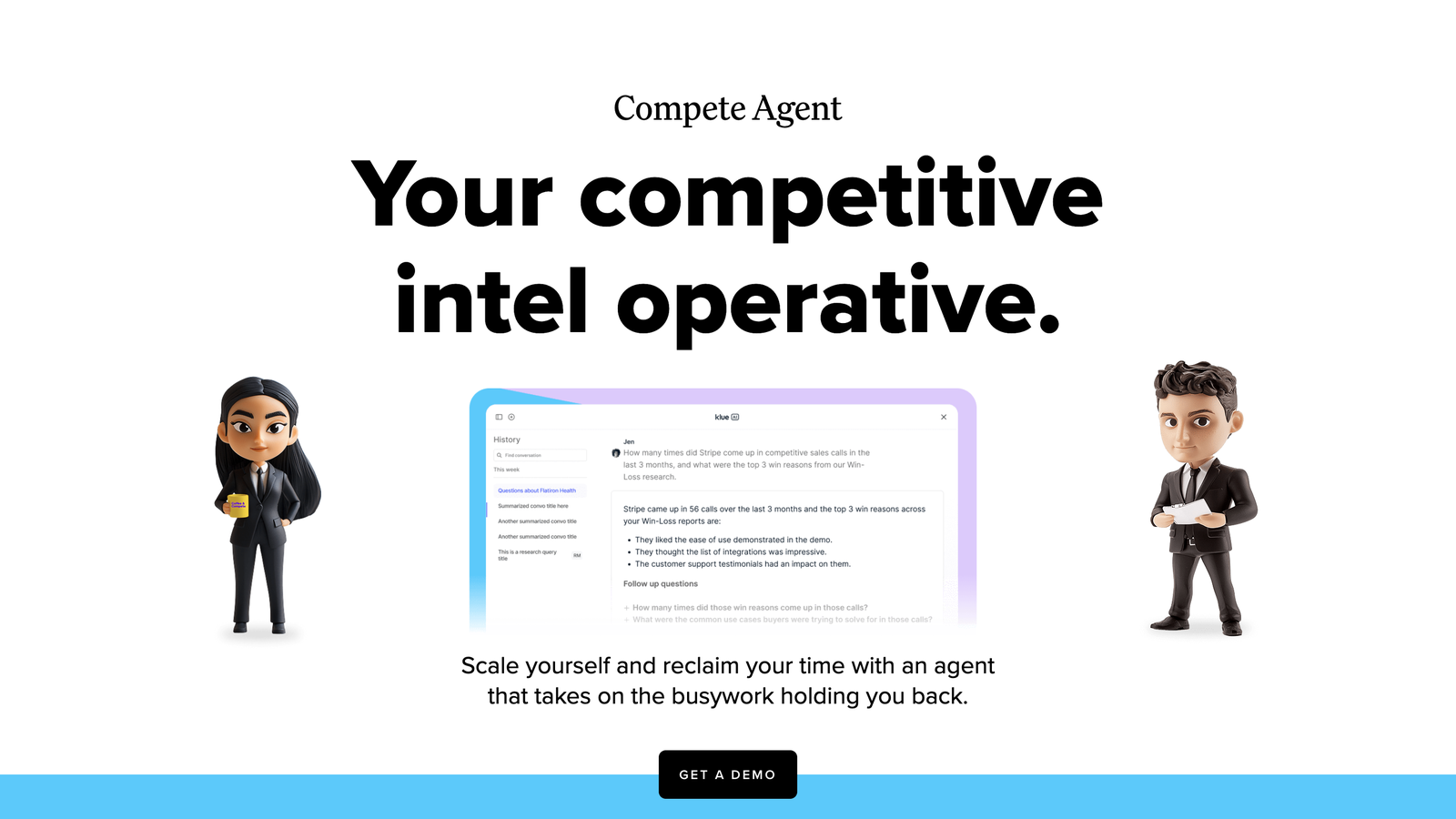 Klue Compete Agent answering a competitive question over win-loss data