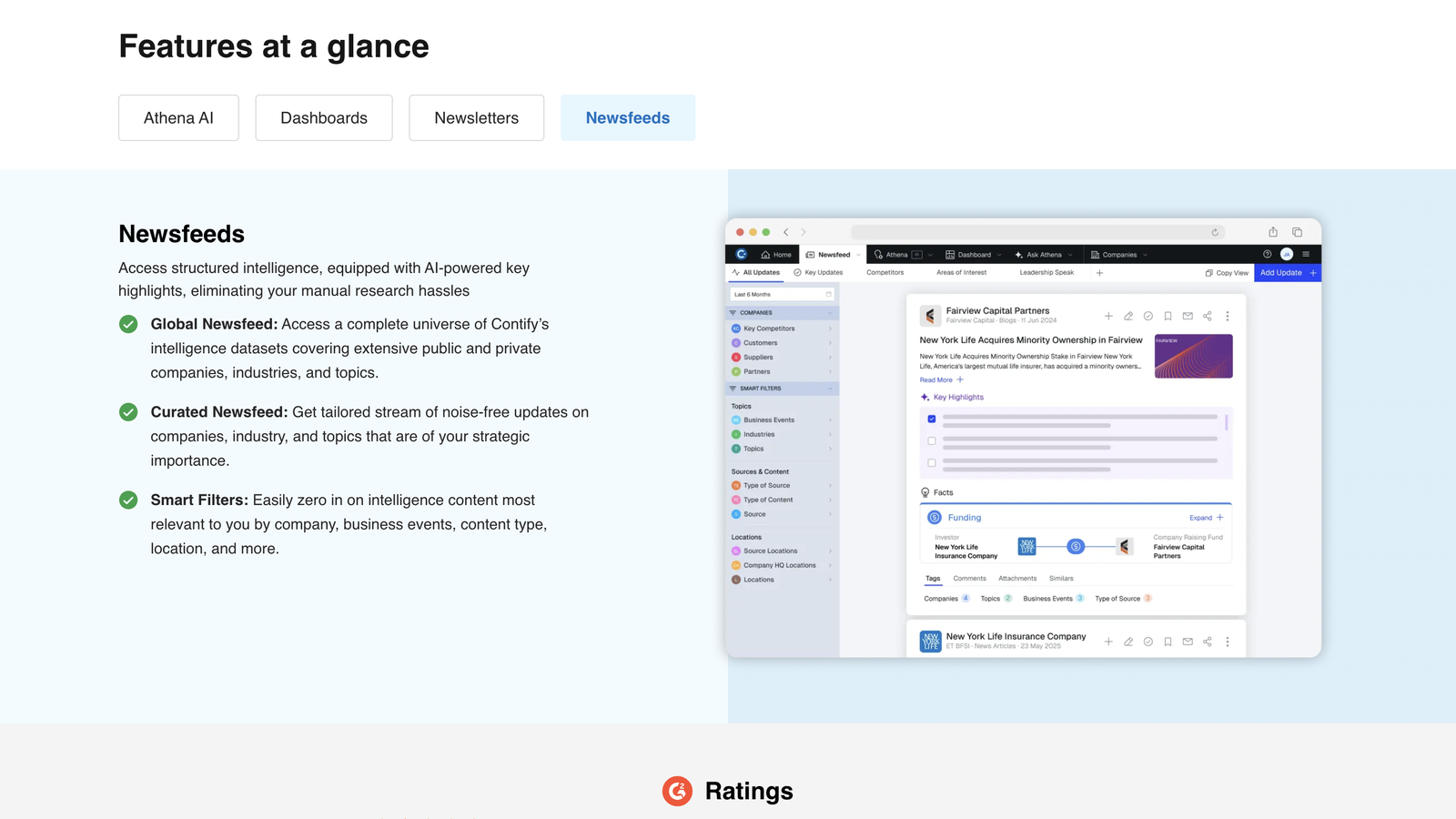 Contify newsfeed filtered by a Smart Filters taxonomy