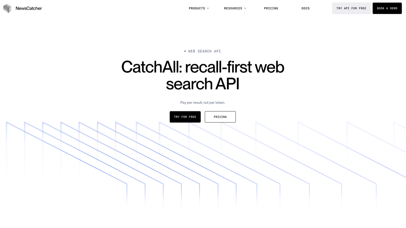 The CatchAll recall-first web search API product page