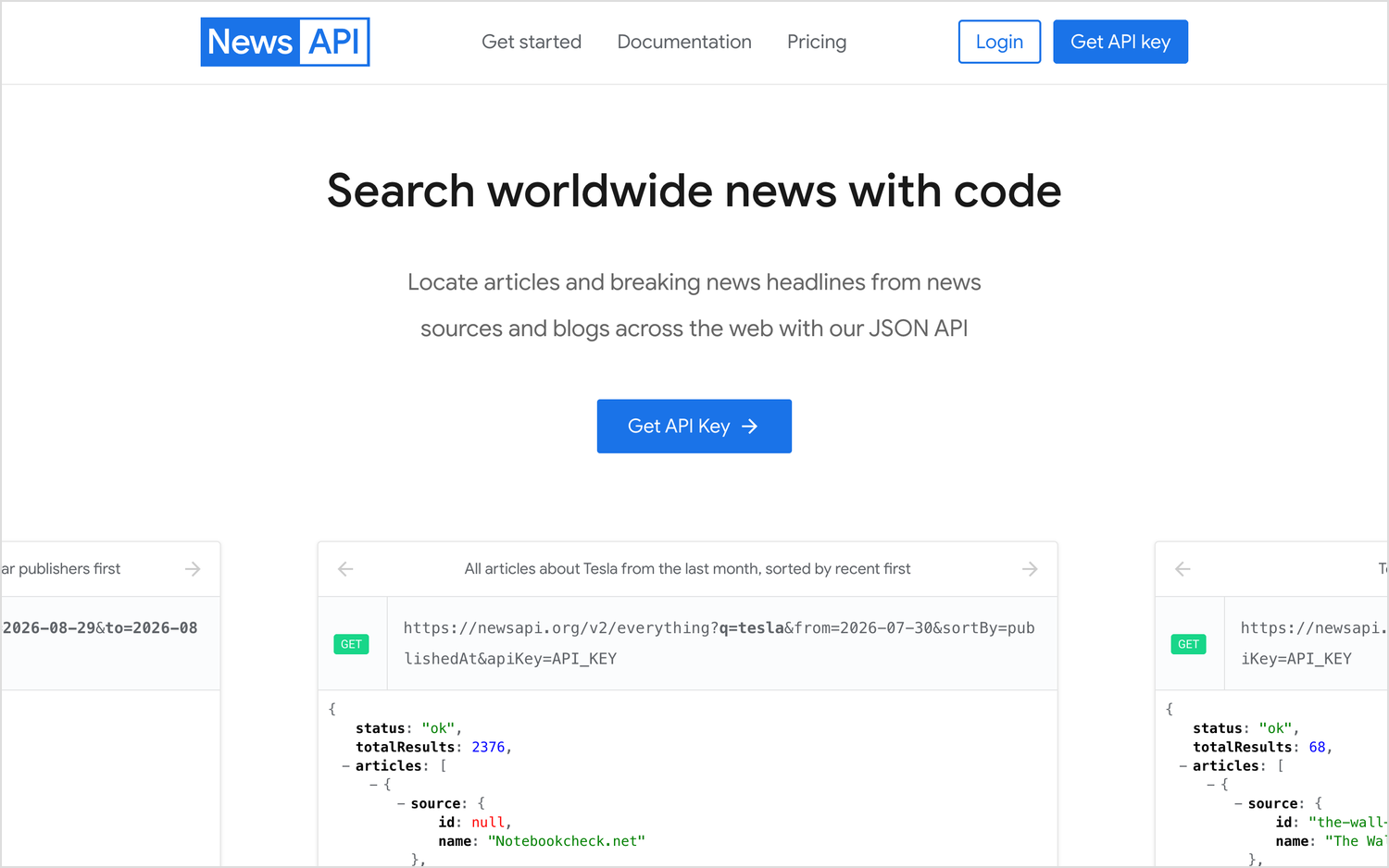 NewsAPI.org homepage