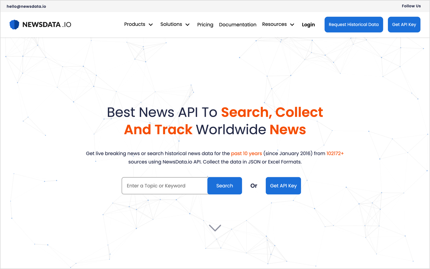 NewsData.io homepage