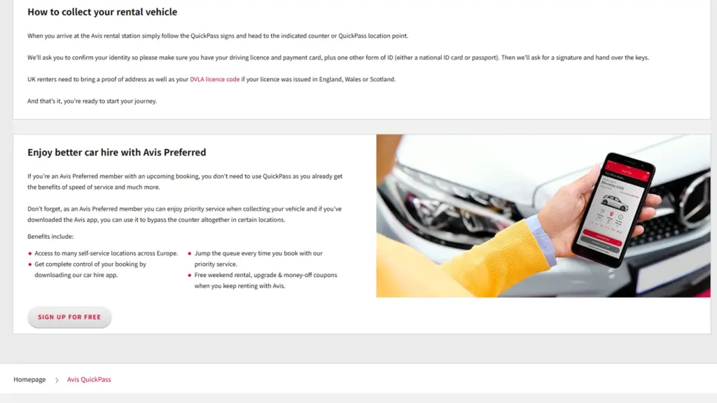 Avis QuickPassの事前登録型セルフチェックインのイメージ