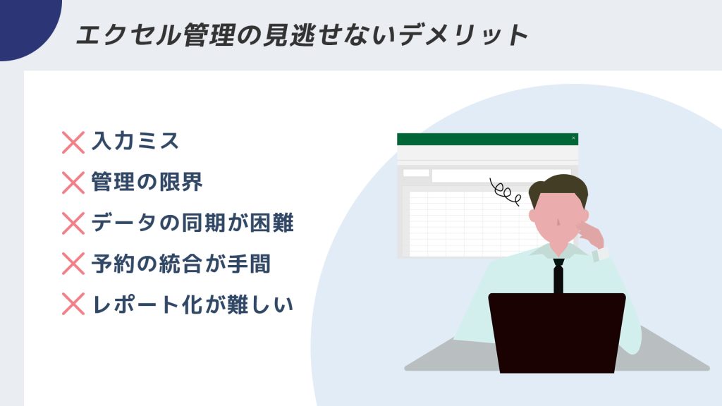 エクセル管理で起こりやすい入力ミスや二重予約などのデメリット