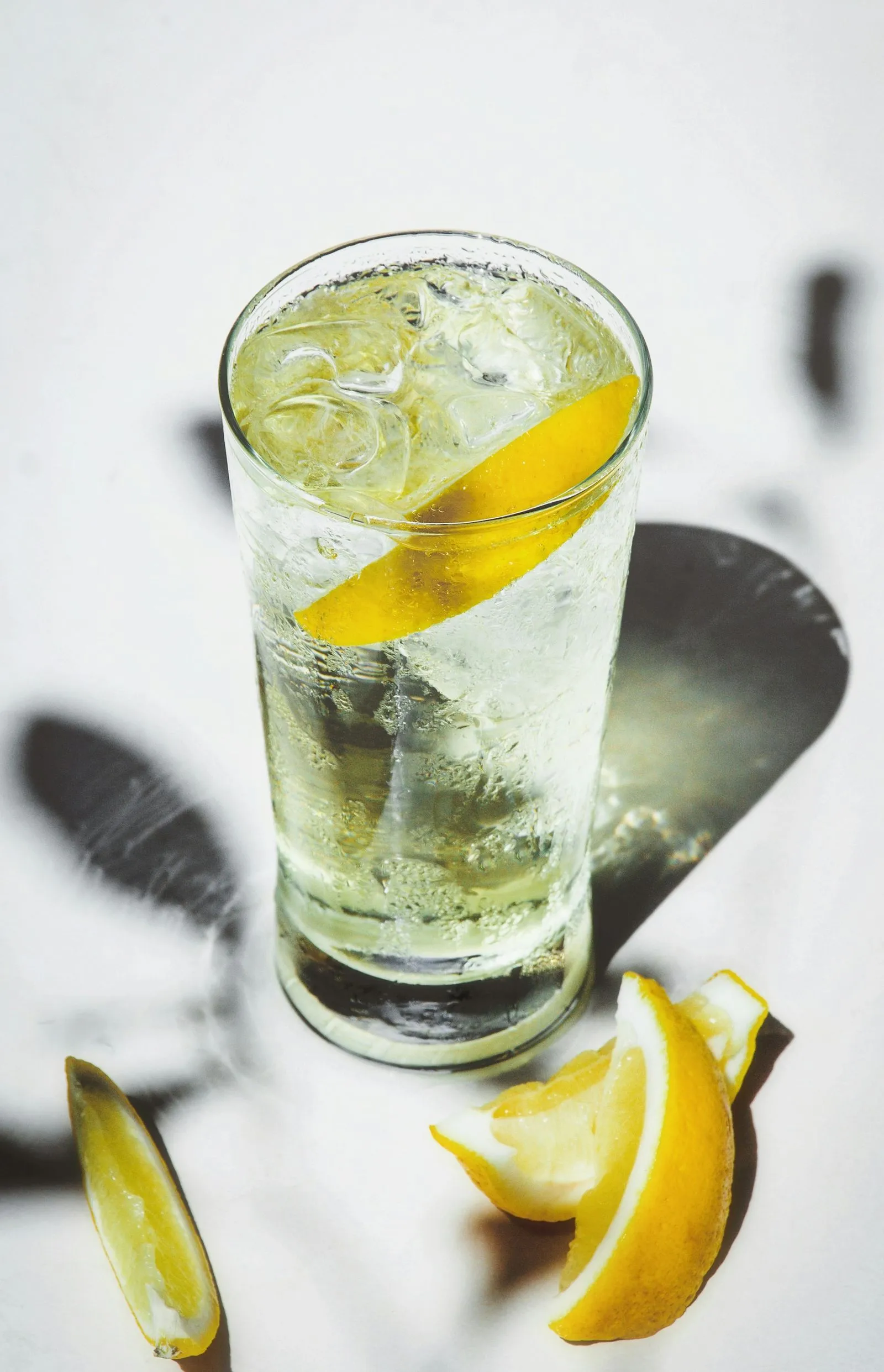 Forfriskende drink med sitron og isbiter – illustrasjon for drikkemenyen hos Riviera Restaurant i Oslo