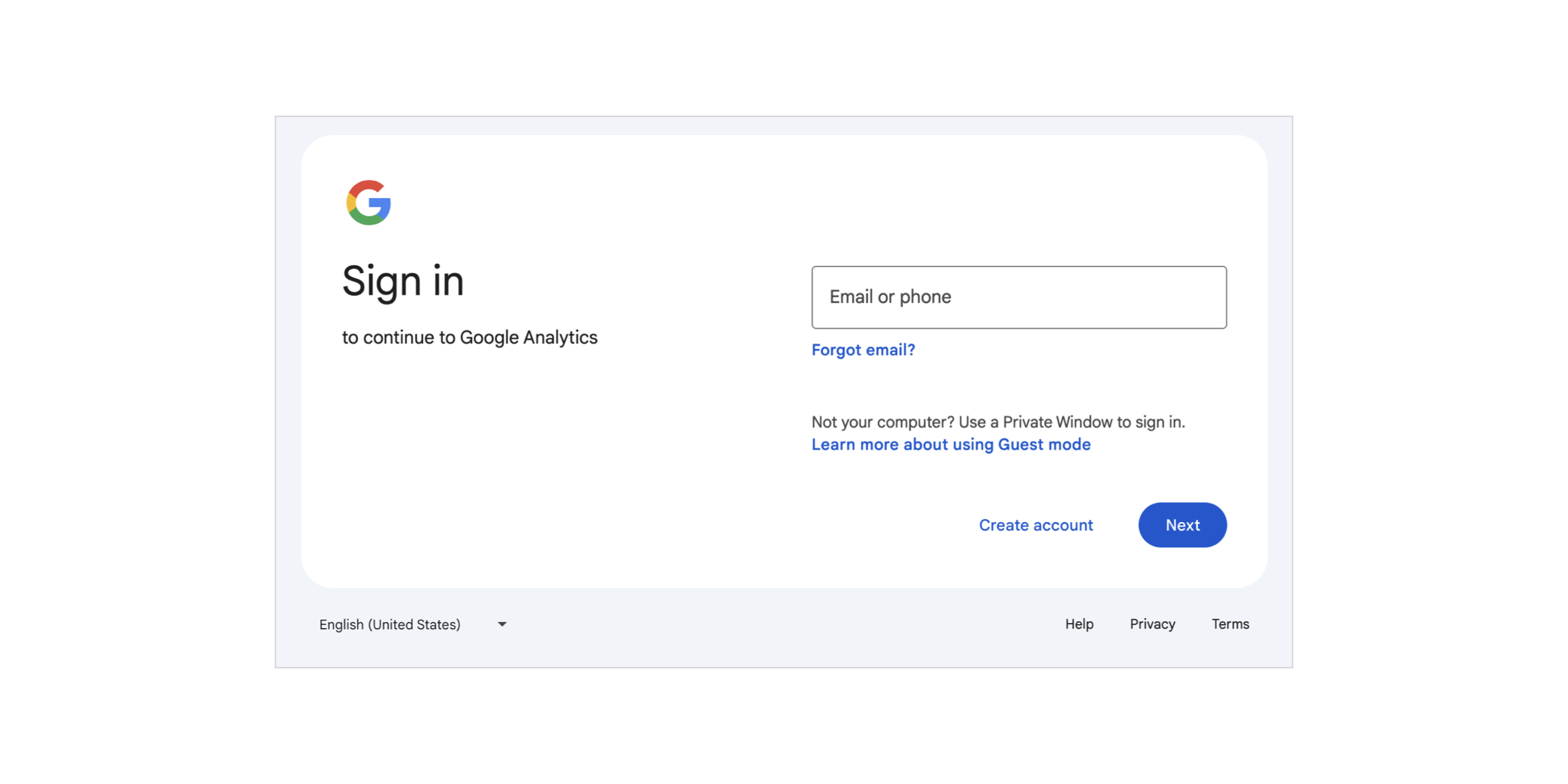 An image showing the Google sign in page