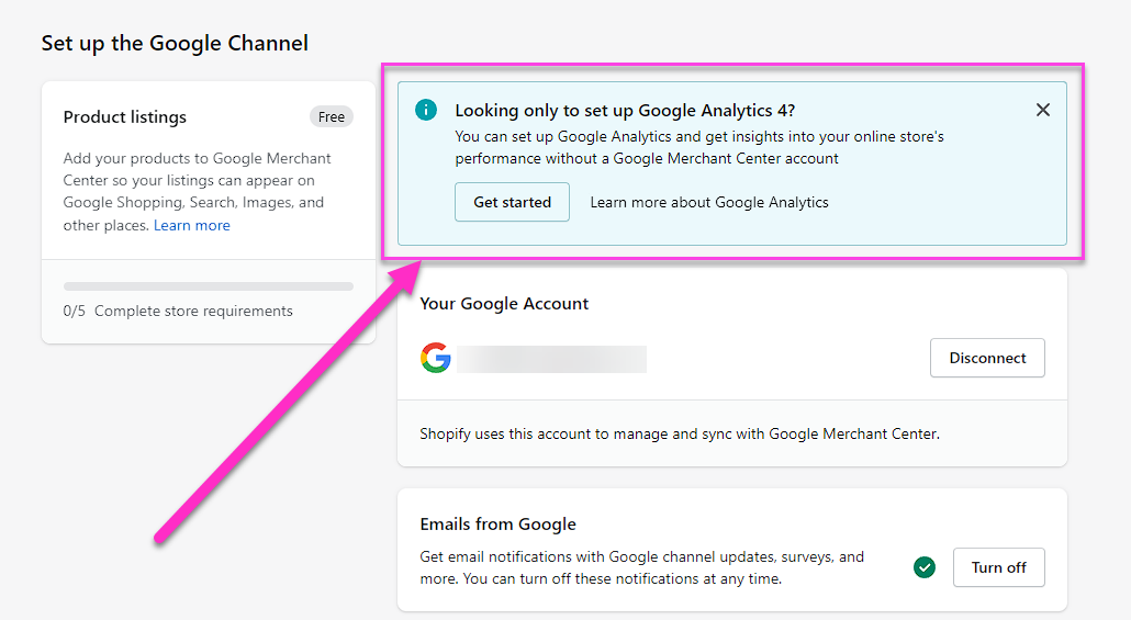 Set up the Google Channel in your Shopify store