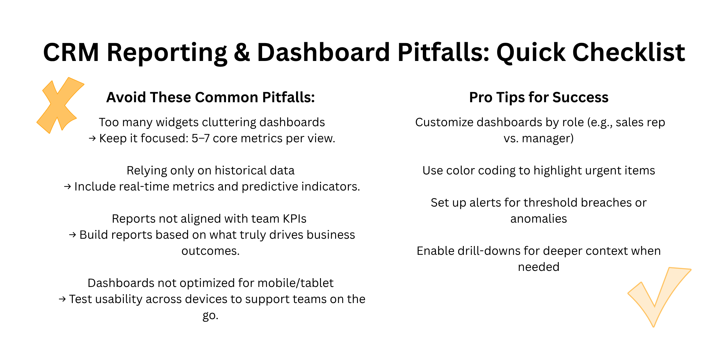 A checklist to avoid CRM reporting and dashboard pitfalls