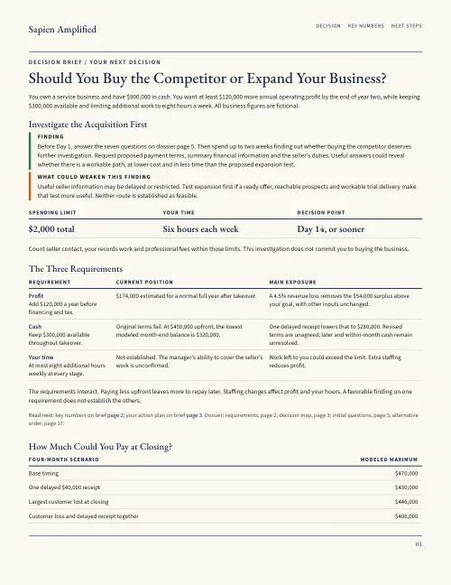 First page of the Decision Brief
