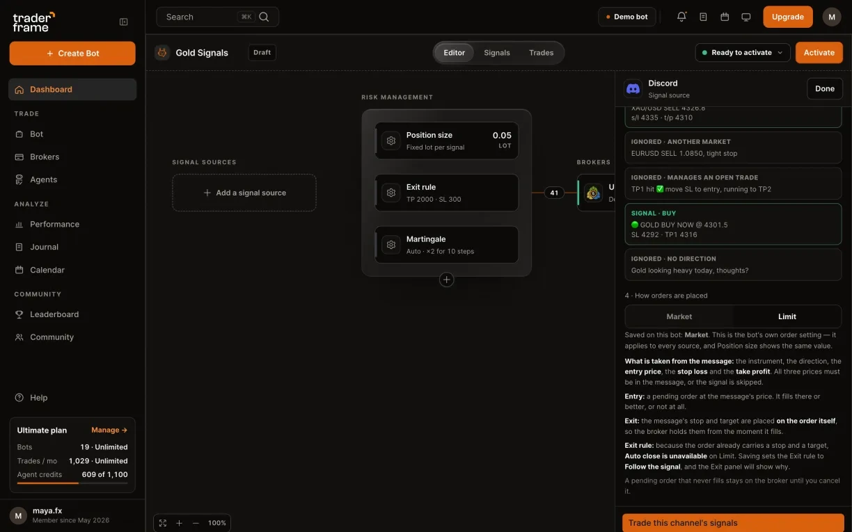 The Market explanation, then switching to Limit and its explanation