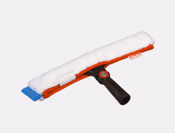 Vileda Professional window cleaning tool with microfiber washer for streak-free glass cleaning.