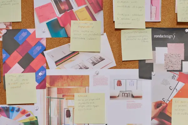 Espace salon moderne avec plusieurs canapés, fauteuils, tables basses, grandes fenêtres et écran TV devant.