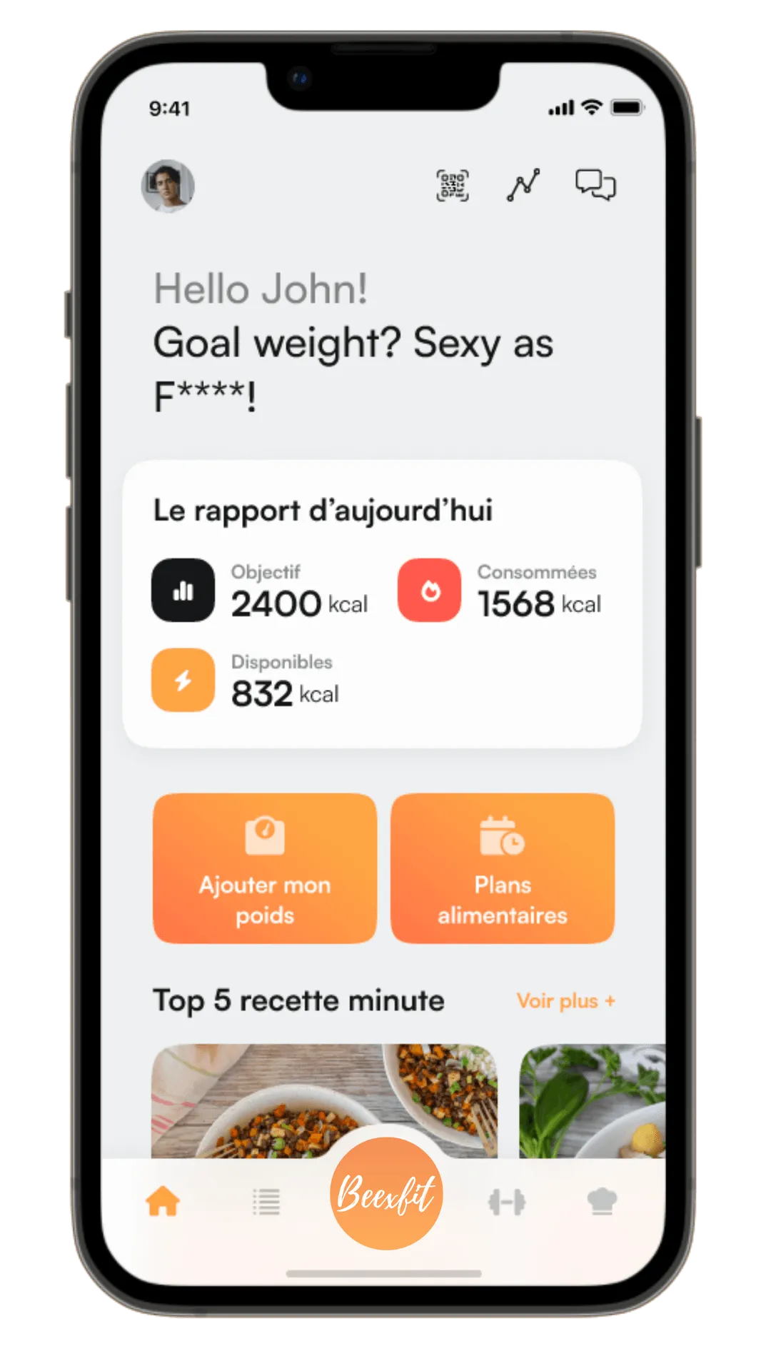 Application mobile Beexfit sur smartphone