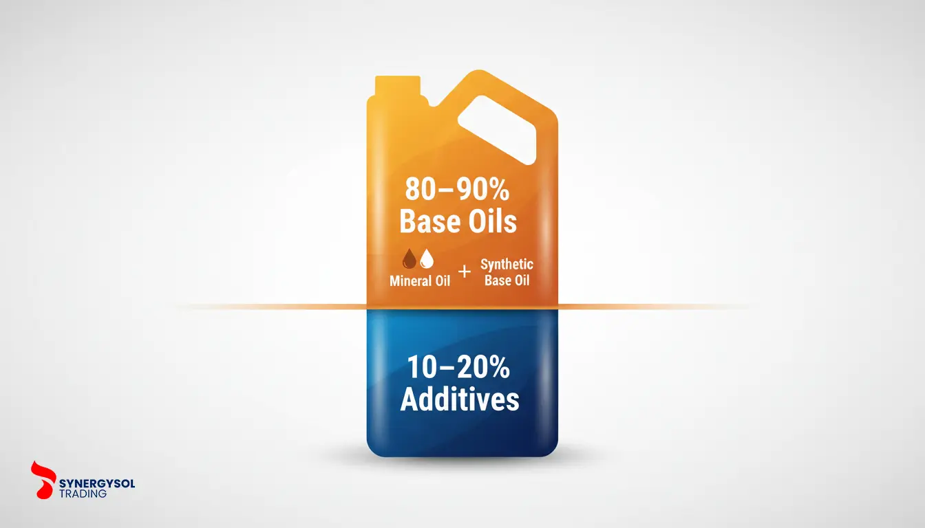 Engine Oil Composition of base oil and additives