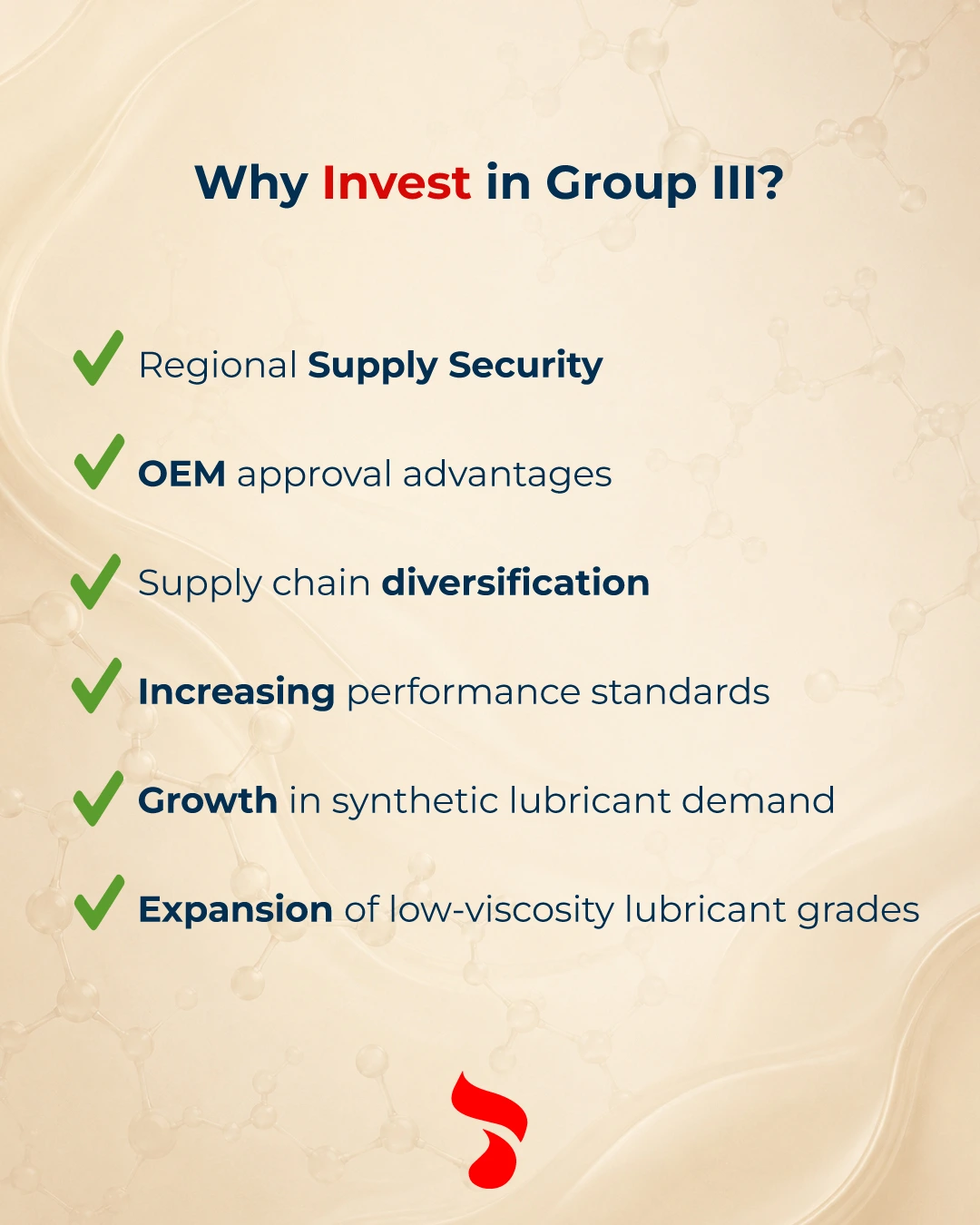 Invesment Reasons in group III Table, OEM approval, Regional Supply.