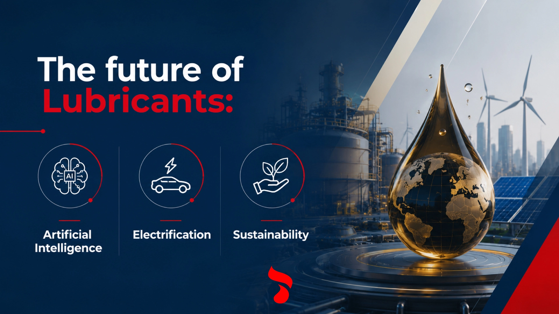 Picture written the future of lubricants is AI, Electrification and sustiainability