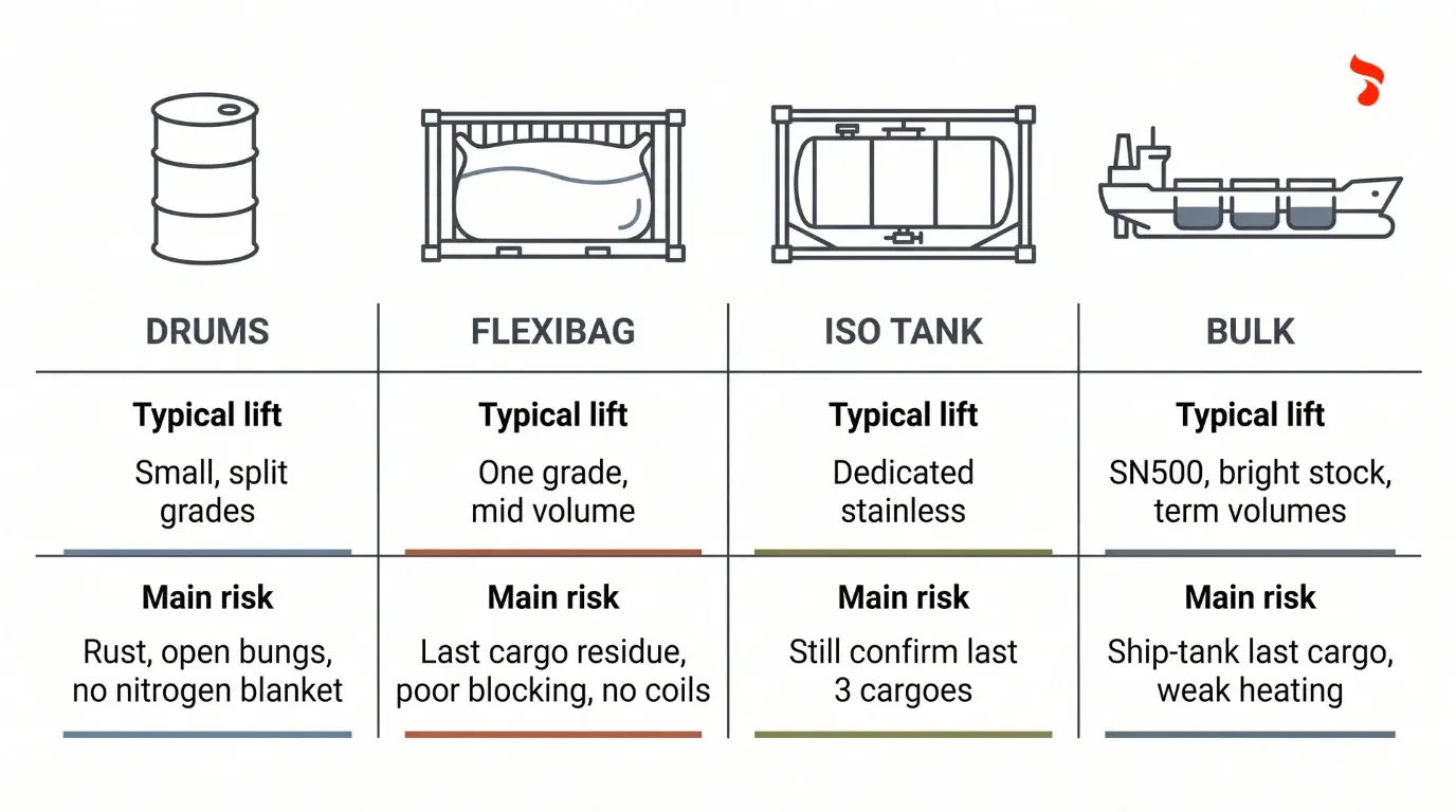 Diagram showing where cargo risk transfers under FOB, CFR, and CIF Incoterms, with the load port marked as the common transfer point for all three
