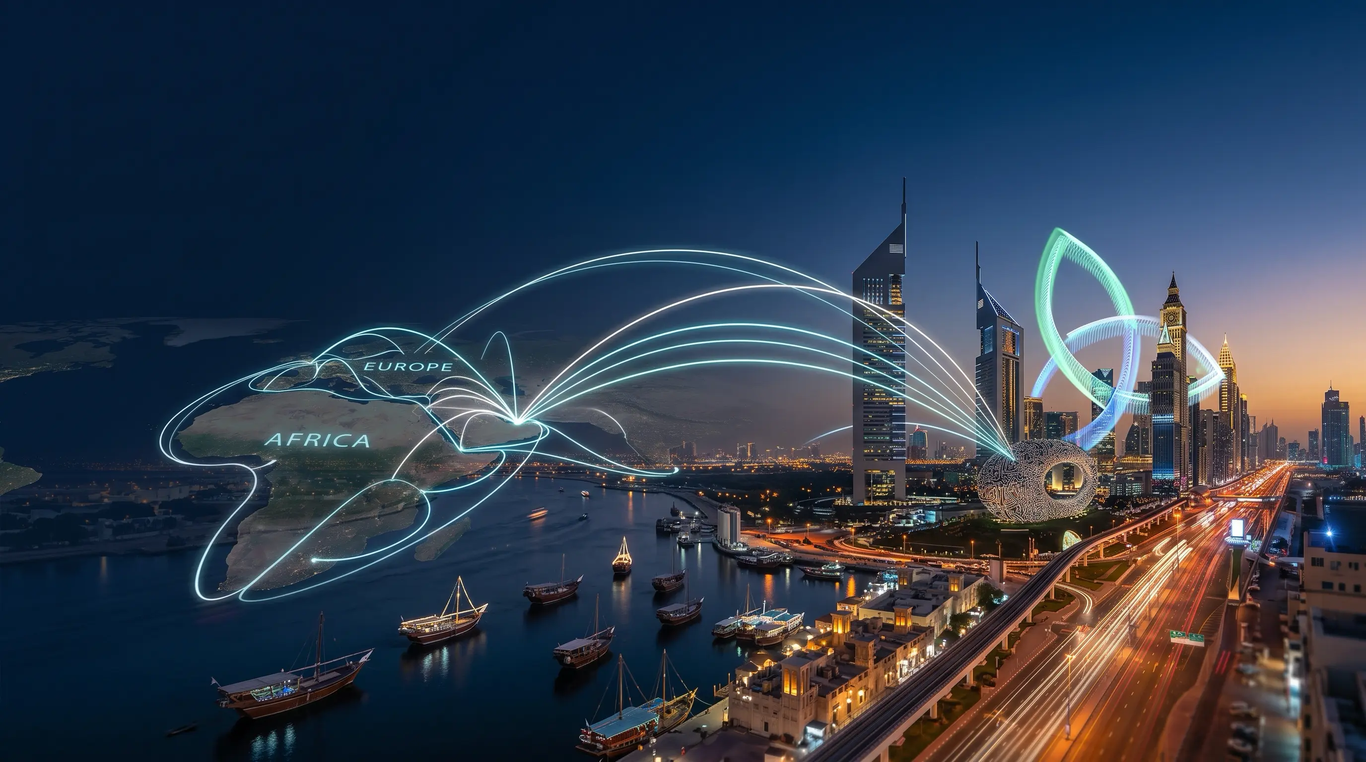 ICIS Middle East base oils conference 2026 in Dubai, with shipping routes linking the Gulf to Africa and Europe