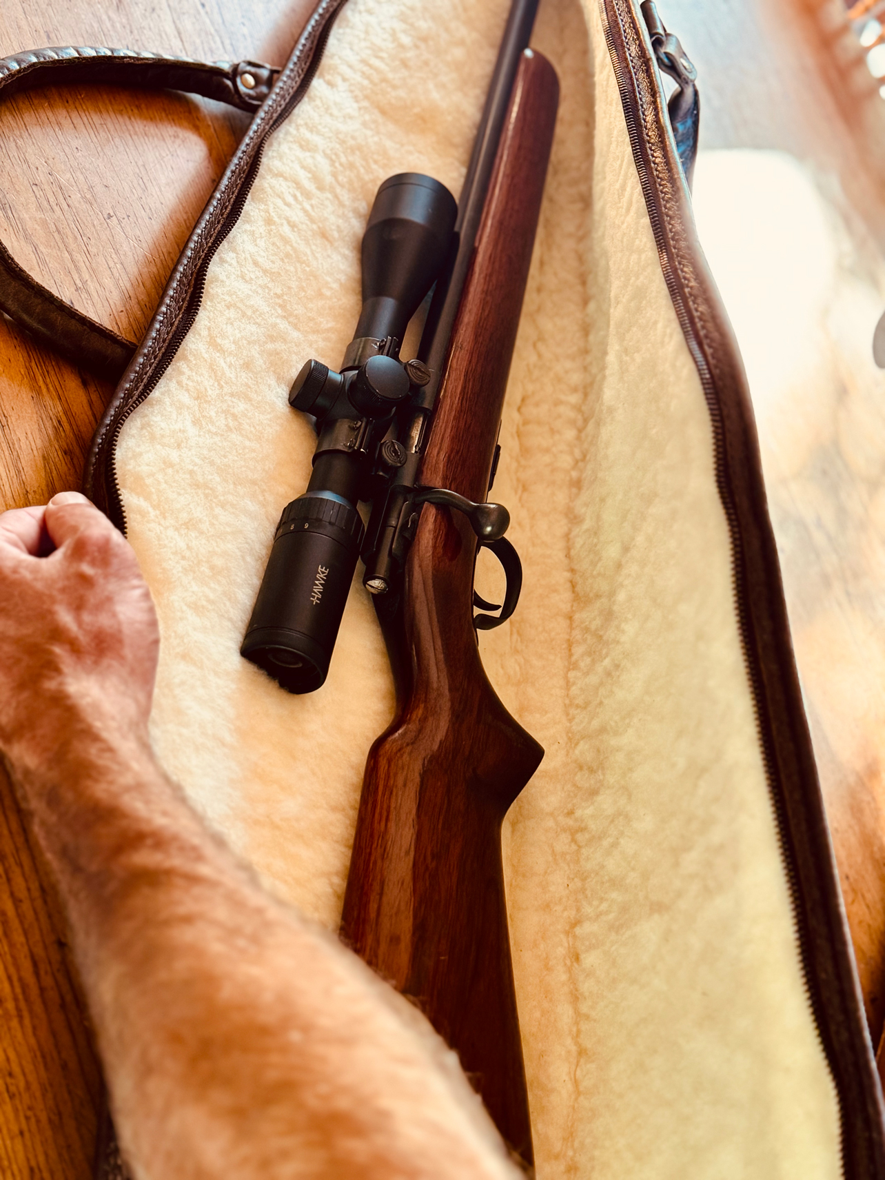 Custom leather rifle bag handcrafted in South Africa