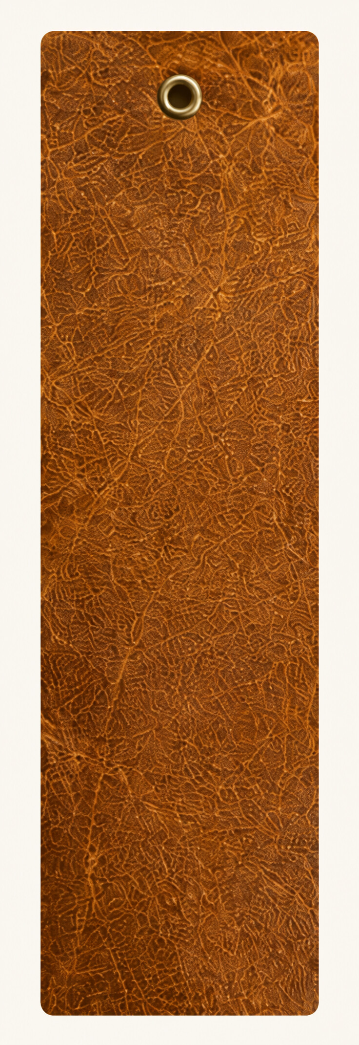 Toffee full-grain leather swatch with brass eyelet