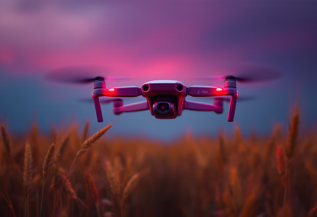 image of drone surveying crops