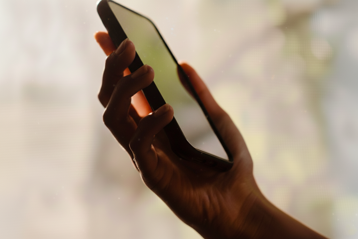 Photo of a phone holding a phone.