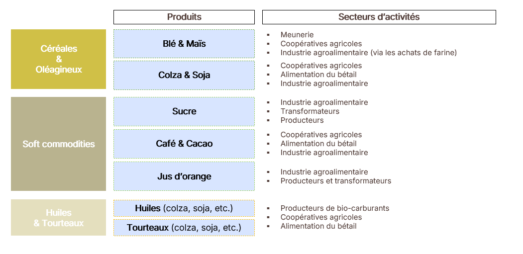The diagram illustrates various sectors of activity, including meunerie (milling), cￃﾩrￃﾩales (grains), cooperatives agricoles (agricultural cooperatives), olￃﾩagineux (oilse and soy), and sugar production, among others, highlighting the interconnected roles of productors, transformateurs (processors), and cooperatives in the agricultural and food industries.Le contenu généré par l’IA peut être incorrect.
