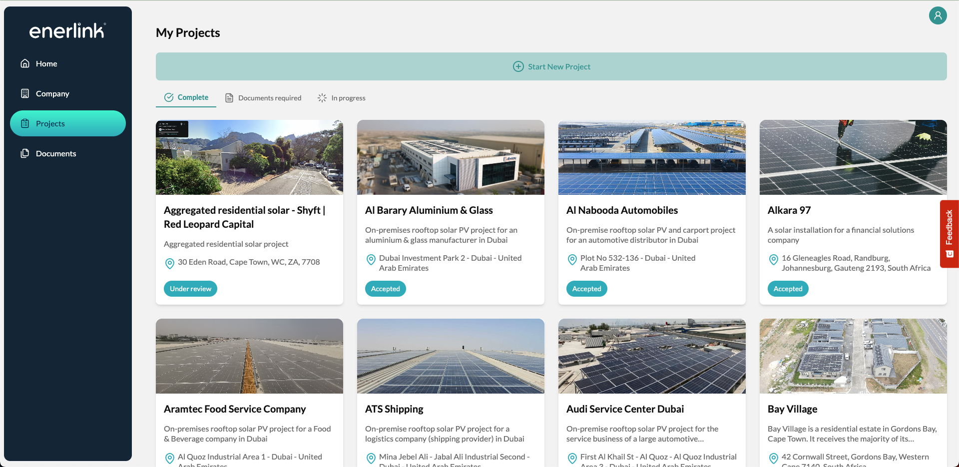 Enerlink Project Dashboard