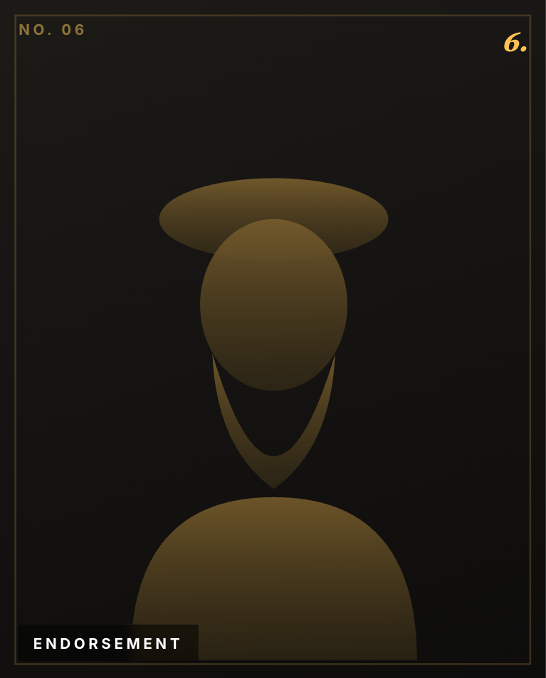 Minimalist golden silhouette of a person with a circular head and broad shoulders on black background.