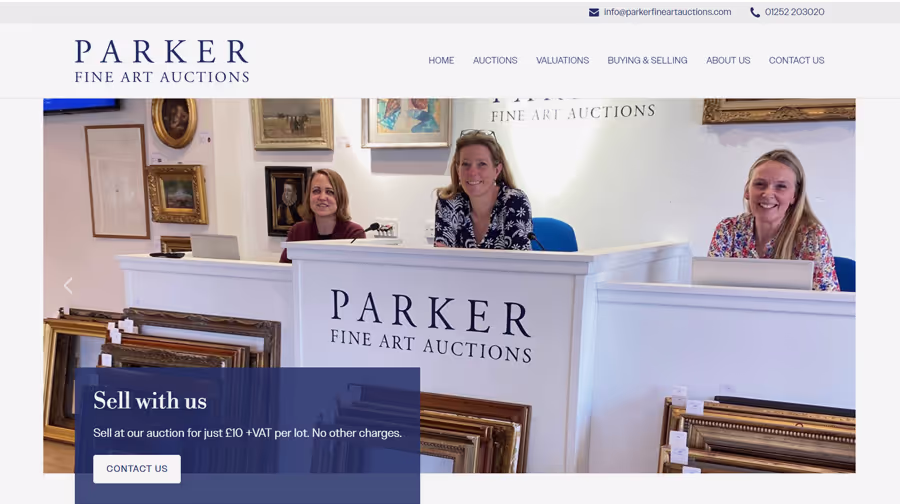 Parkers Fine Art Auctions website built by Rugby Web Design