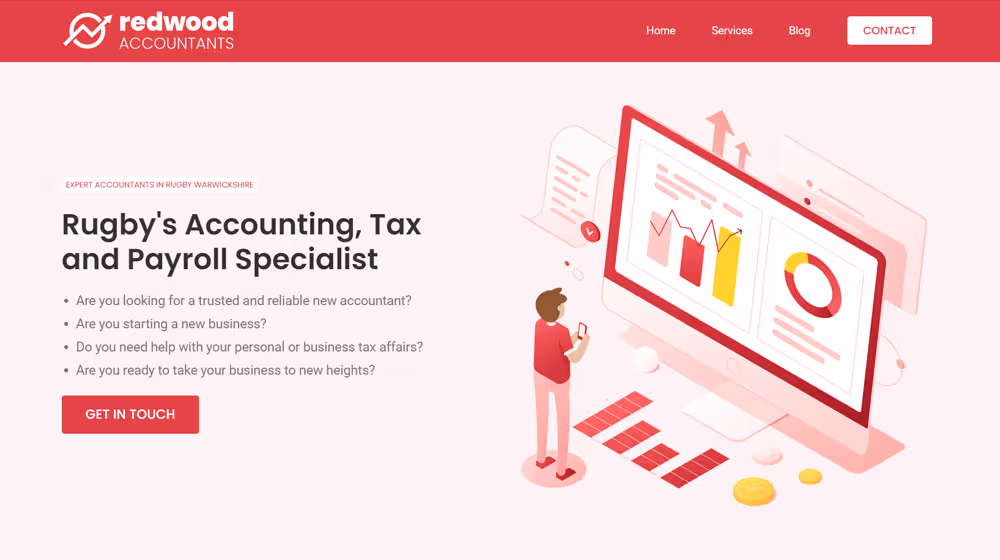 Redwood Accountants website built by Rugby Web Design