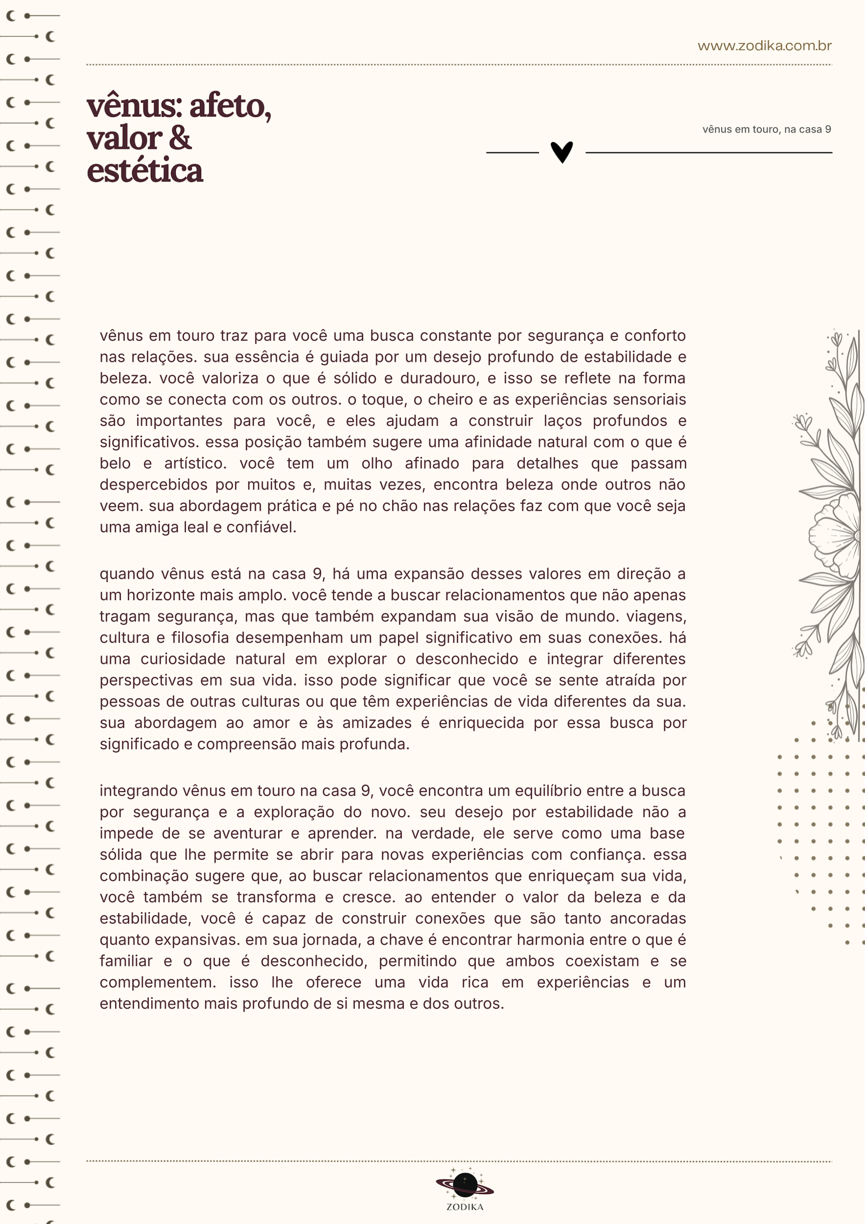 Página do e-book Zodika — síntese e elementos