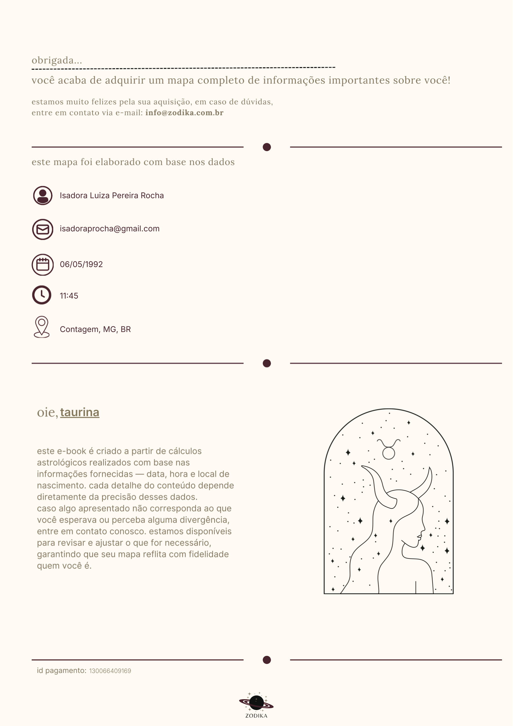 página do e-book zodika — resumo astrológico