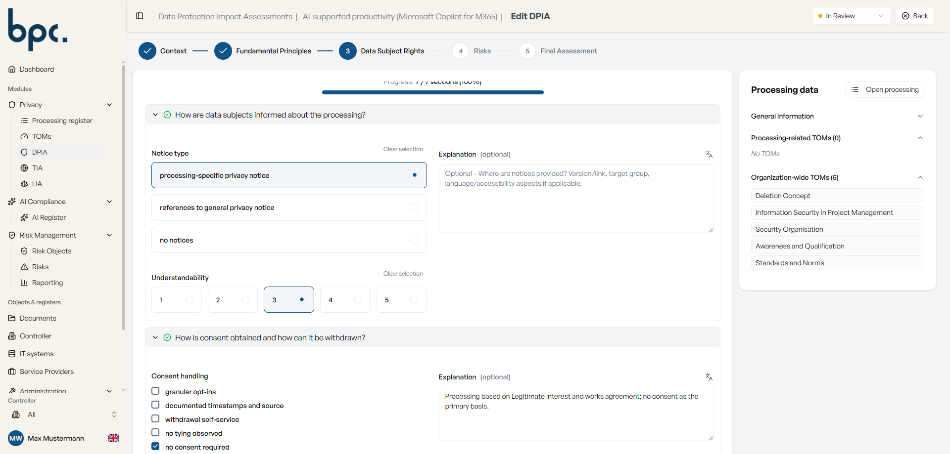 Data protection impact assessment in ropa:hub