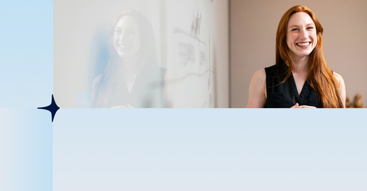 woman near white board