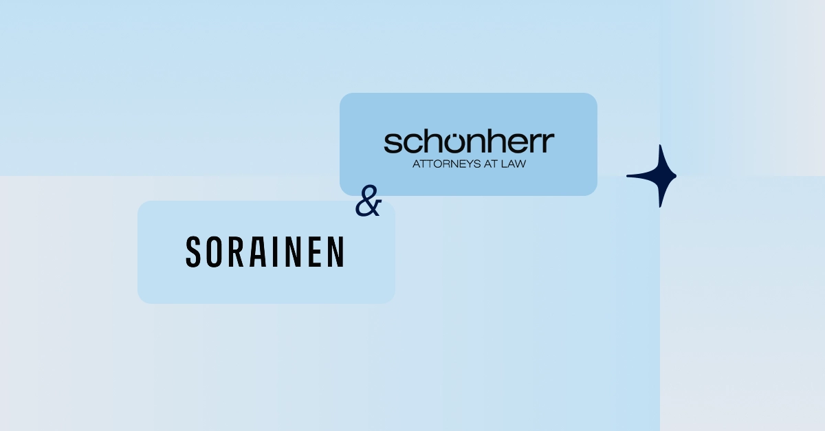 Soraine and Schonherr logo on a blue background