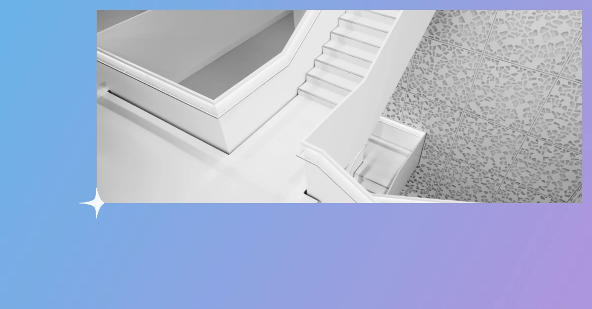 Modern staircase symbolizing structured decision-making when choosing a VDR for M&A