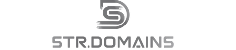 STR.DOMAINS company logo in gray with stylized S and D letters stacked above the text.