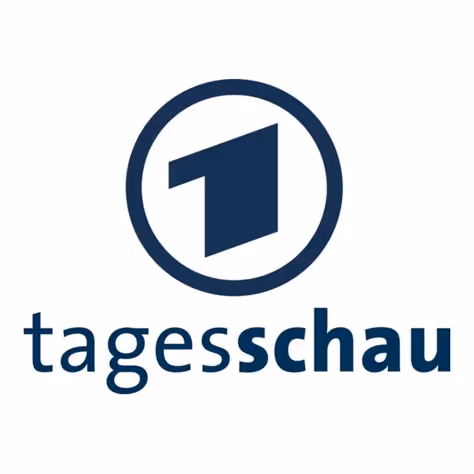 Logo der deutschen Nachrichtensendung Tagesschau mit Zahl 1 im Kreis und Schriftzug.