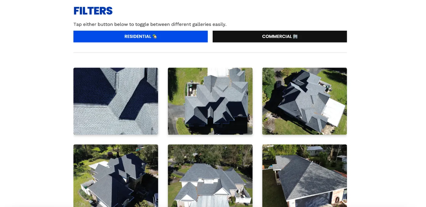 roofing portfolio page example