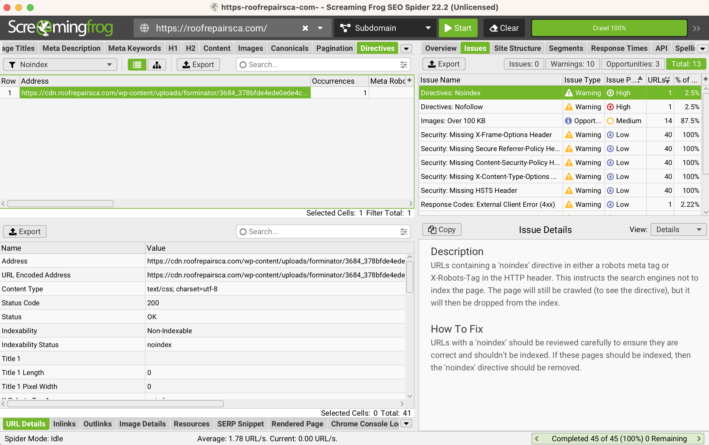 Roofing website audit 