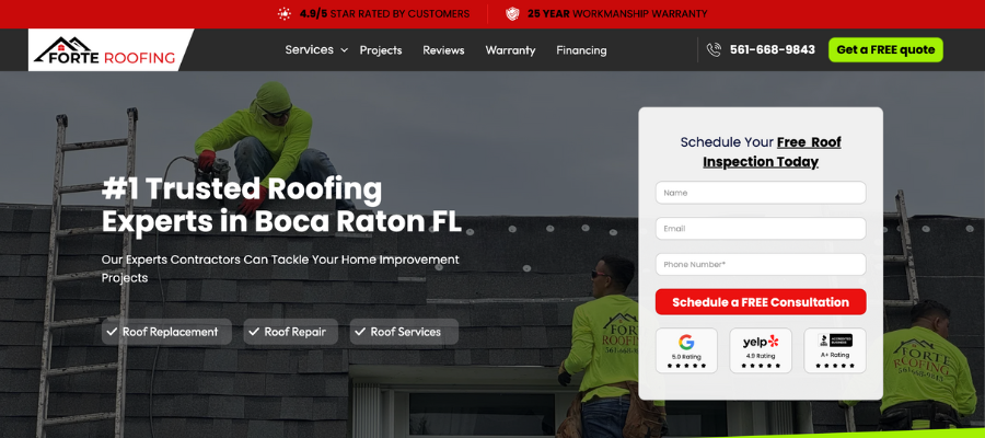 Forte Roofing Website Preview