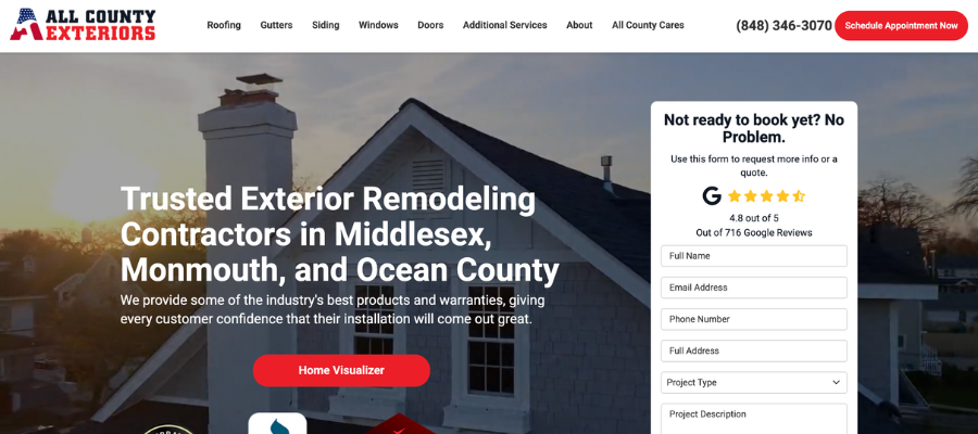 All County Exteriors Website Preview