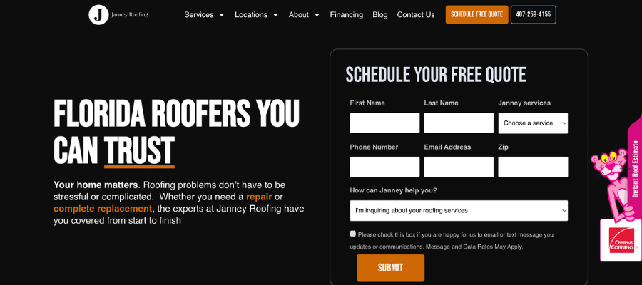 Janney Roofing Website Review
