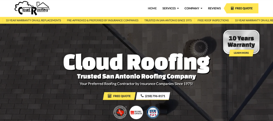 Cloud Roofing Website Review