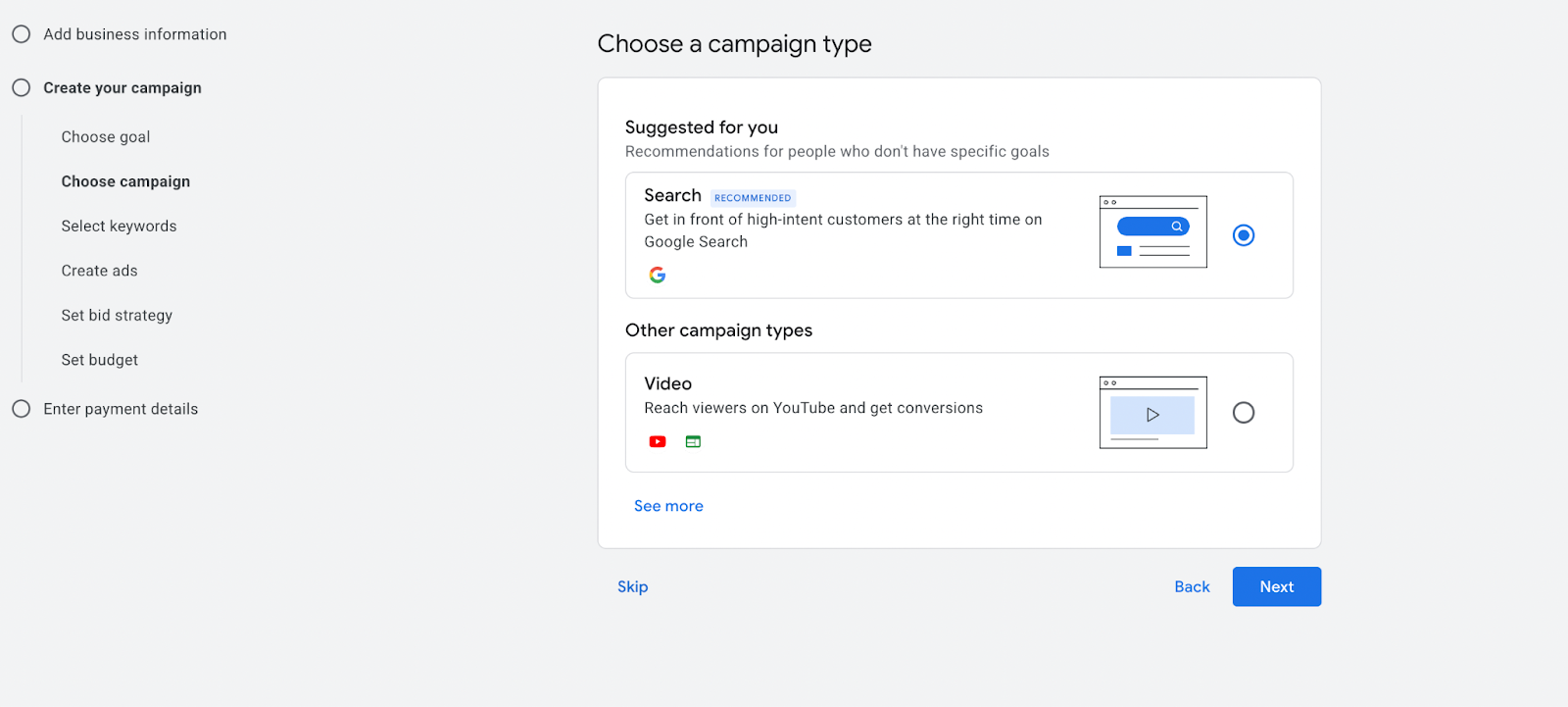 choosing campaign type