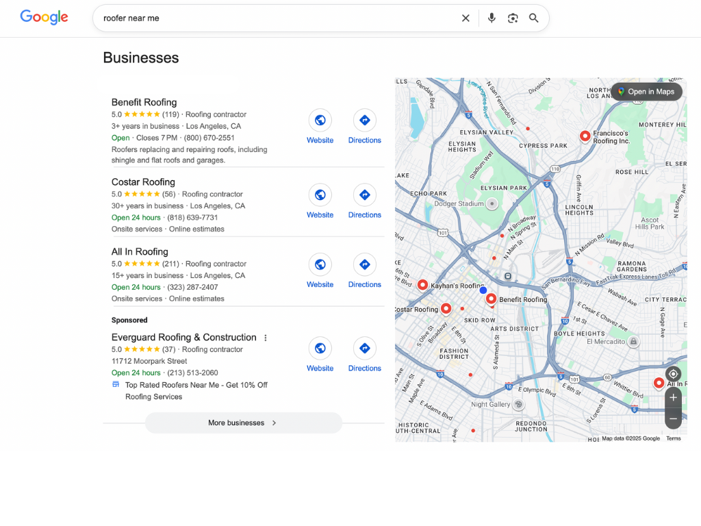 Google Map 3-Pack for Roofers