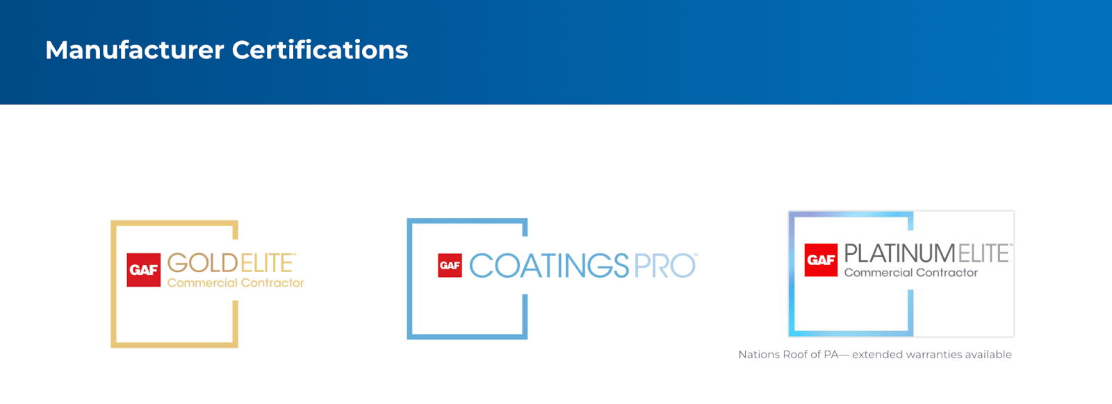 Materials and Manufacturer Certifications