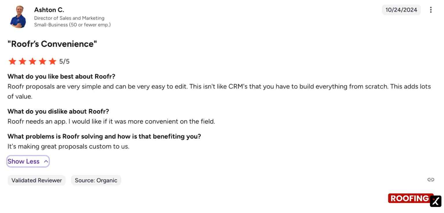 Roofr User Reviews