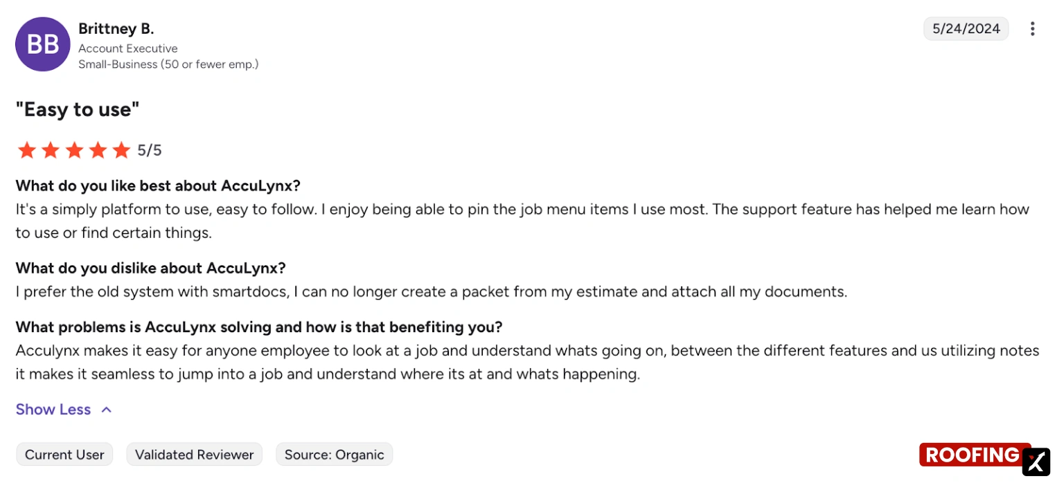 AccuLynx User Review