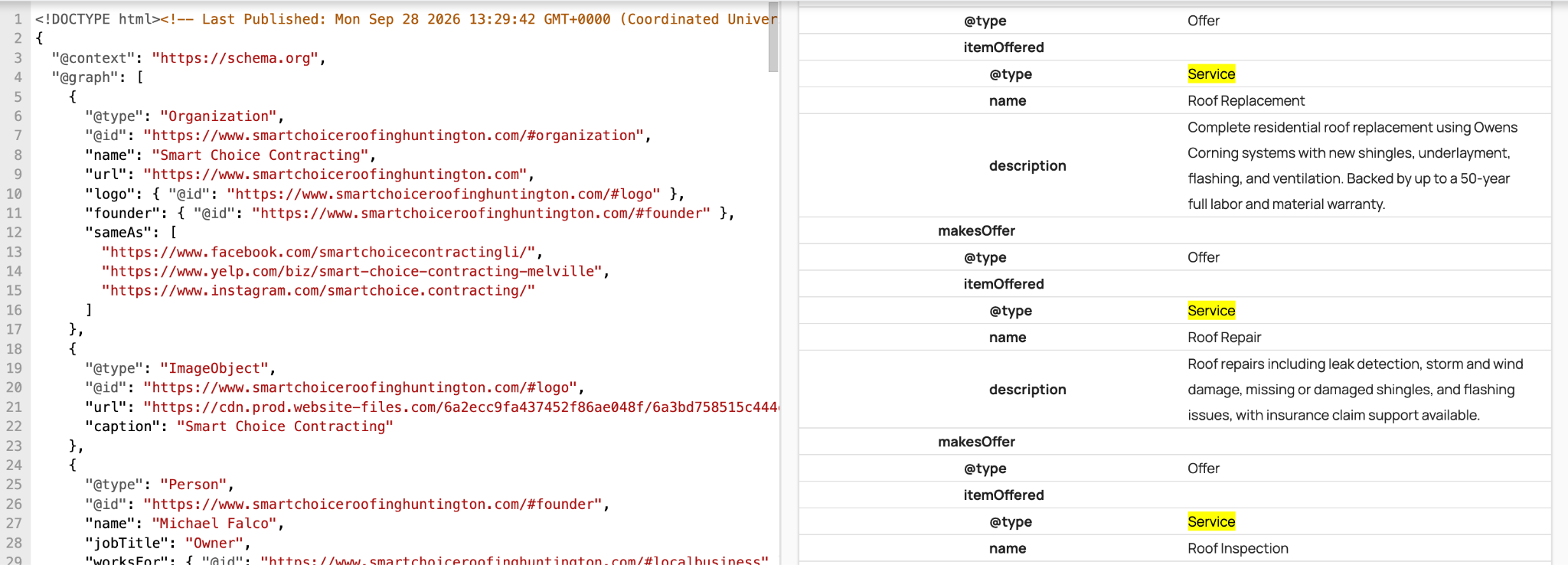 Service Schema